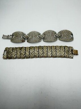 Vintage Signed EMMONS & CORO Silver Tone Bracelet Set